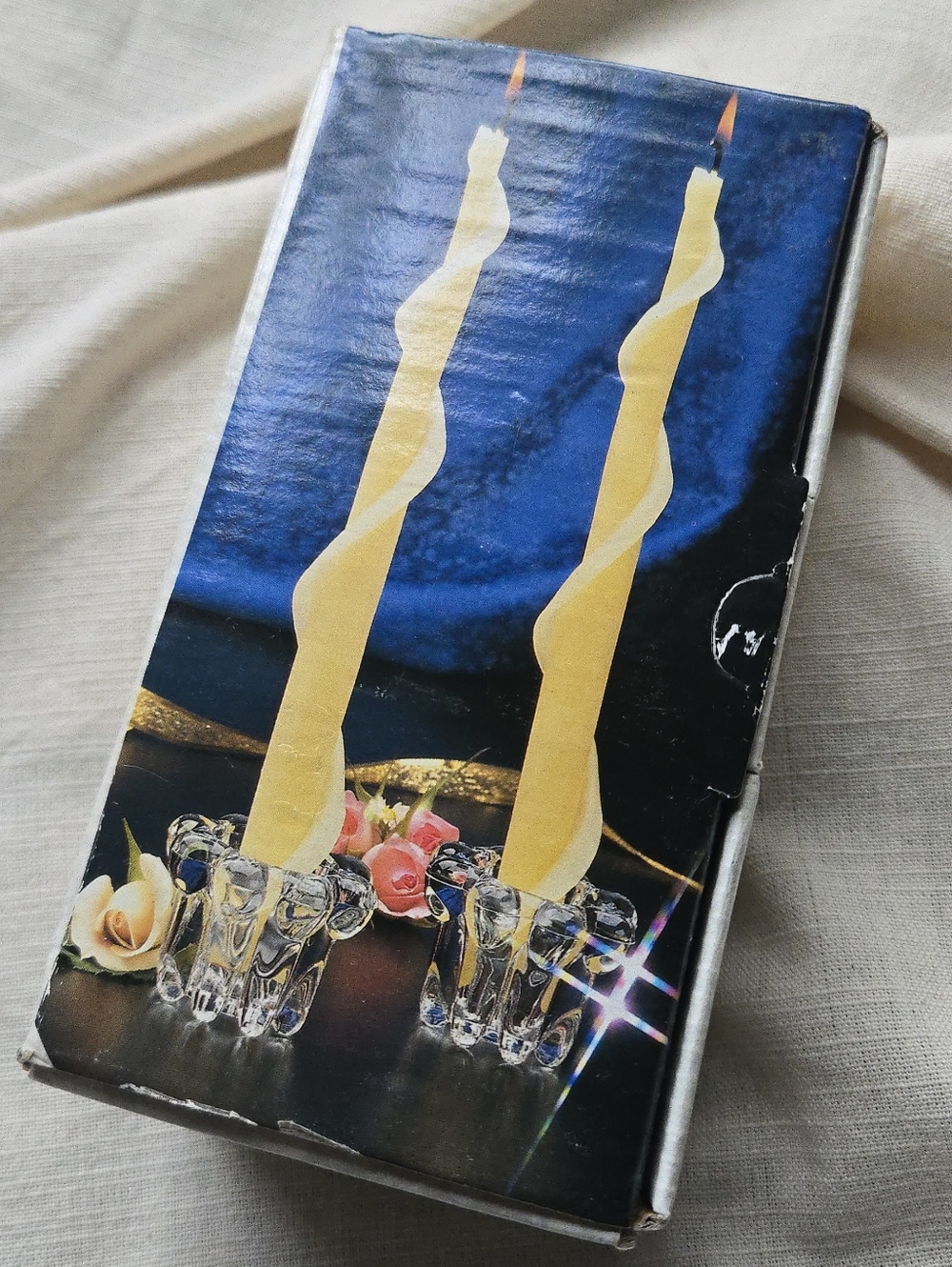 Vinatge Pair Of Crystal Candleholders In Original Box